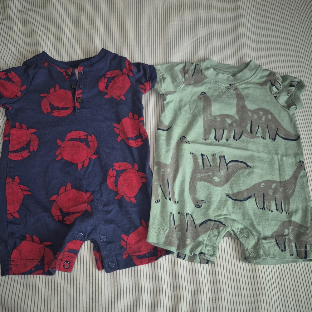 Carter's Navy Romper with Red Crab Design